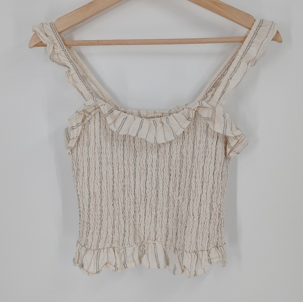 Aeropostale Linen Blend Smocked Crop Top